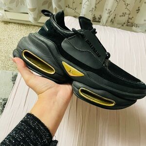 Balmain Luxe Black Sneakers with Gold Highlights